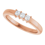 14K Gold Square Natural Diamond Three-Stone Anniversary Band – 1/5–3/4 CTW - Rose Gold - view 5