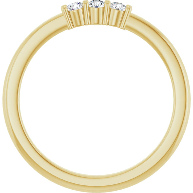 14K Gold Round Lab-Grown Diamond Three-Stone Anniversary Band – 1/6–1/3 CTW - Yellow Gold - view 2
