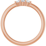 14K Gold Round Natural Diamond Three-Stone Anniversary Band – 1/6–1/3 CTW - Rose Gold - view 2