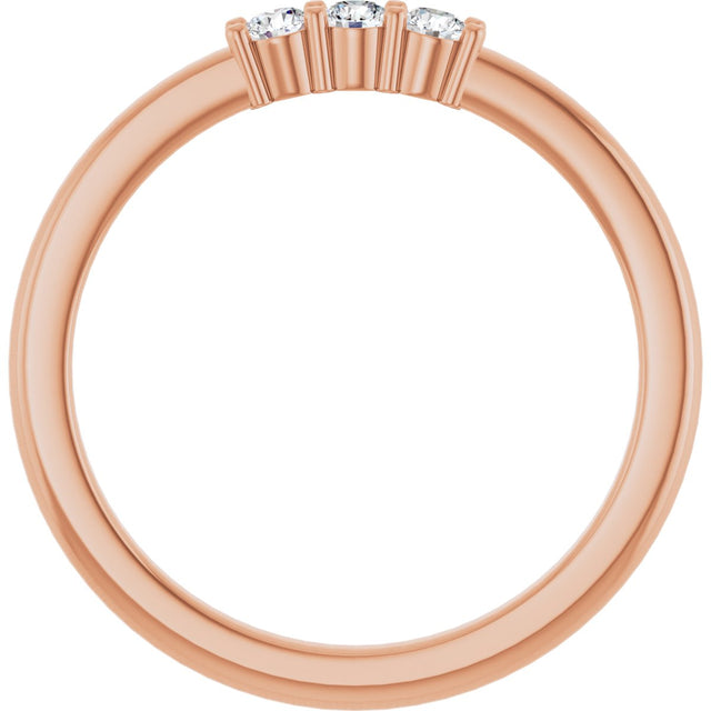 14K Gold Round Natural Diamond Three-Stone Anniversary Band – 1/6–1/3 CTW - Rose Gold - view 2