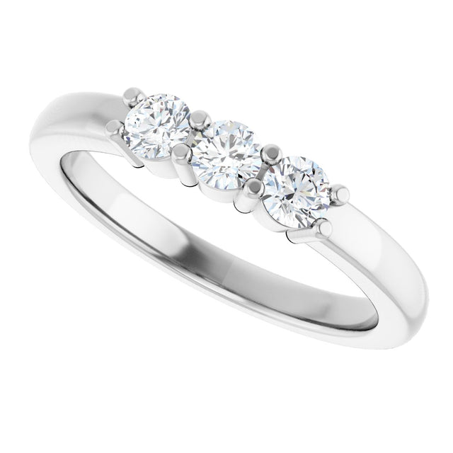 Platinum Round Lab-Grown Diamond Three-Stone Anniversary Band – 1/5–1/3 CTW - view 5
