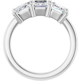 10K Gold Emerald Lab-Grown Diamond Three-Stone Anniversary Band – 3 CTW - White Gold - view 2