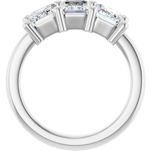 10K Gold Emerald Lab-Grown Diamond Three-Stone Anniversary Band – 3 CTW - White Gold - view 2