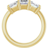 10K Gold Emerald Natural Diamond Three-Stone Anniversary Band – 3 CTW - Yellow Gold - view 2