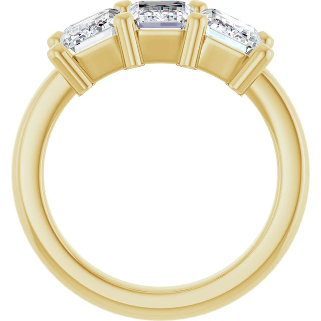 10K Gold Emerald Natural Diamond Three-Stone Anniversary Band – 3 CTW - Yellow Gold - view 2