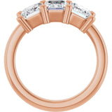 10K Gold Emerald Natural Diamond Three-Stone Anniversary Band – 3 CTW - Rose Gold - view 2