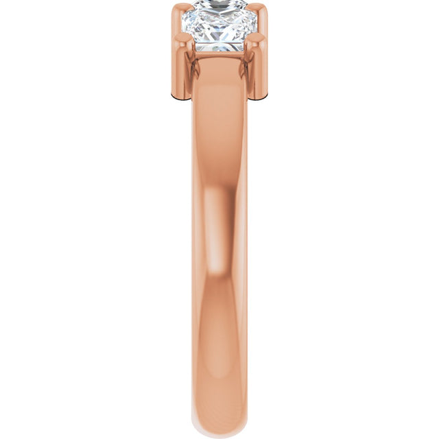 10K Gold Square Lab-Grown Diamond Three-Stone Anniversary Band – 1 1/6–4 1/5 CTW - Rose Gold - view 4