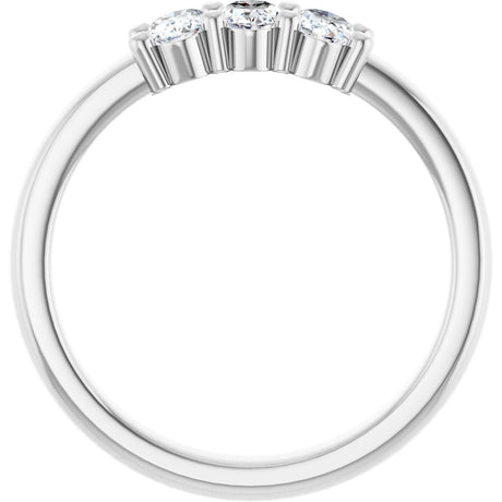 Platinum Oval Lab-Grown Diamond Three-Stone Anniversary Band – 5x3 mm Stones - view 2