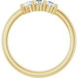 14K Gold Oval Lab-Grown Diamond Three-Stone Anniversary Band – 5x3 mm Stones - Yellow Gold - view 2