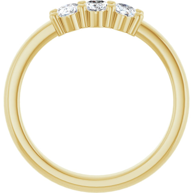 14K Gold Oval Lab-Grown Diamond Three-Stone Anniversary Band – 5x3 mm Stones - Yellow Gold - view 2