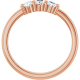 14K Gold Oval Lab-Grown Diamond Three-Stone Anniversary Band – 5x3 mm Stones - Rose Gold - view 2