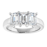 14K Gold Emerald Natural Diamond Three-Stone Anniversary Band – 1–1 3/4 CTW - White Gold - view 3