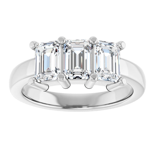 Platinum Emerald Lab-Grown Diamond Three-Stone Anniversary Band – 1–1 3/4 CTW - view 3