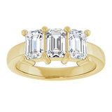 14K Gold Emerald Lab-Grown Diamond Three-Stone Anniversary Band – 1–1 3/4 CTW - Yellow Gold - view 3