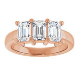14K Gold Emerald Lab-Grown Diamond Three-Stone Anniversary Band – 1–1 3/4 CTW - Rose Gold - view 3
