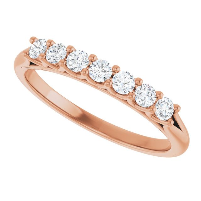 14K Gold Round Natural Diamond Share-Prong Seven-Stone Anniversary Band – 1/10–5/8 CTW - Rose Gold - view 5