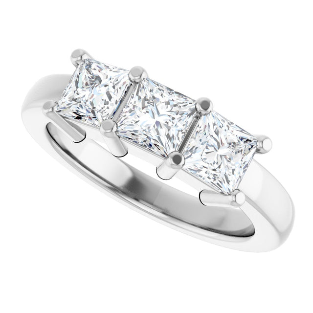 10K Gold Square Lab-Grown Diamond Three-Stone Anniversary Band – 1 1/6–4 1/5 CTW - White Gold - view 5