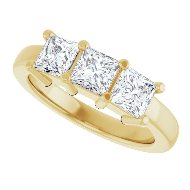 10K Gold Square Lab-Grown Diamond Three-Stone Anniversary Band – 1 1/6–4 1/5 CTW - Yellow Gold - view 5