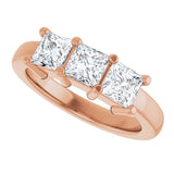 10K Gold Square Natural Diamond Three-Stone Anniversary Band – 9/10–3 1/8 CTW - Rose Gold - view 5