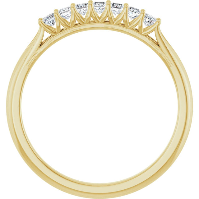 14K Gold Square Natural Diamond Share-Prong Seven-Stone Anniversary Band – 1/6–1 1/8 CTW - Yellow Gold - view 2