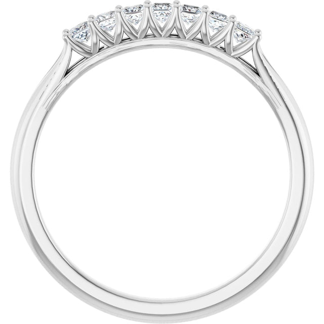 14K Gold Square Natural Diamond Share-Prong Seven-Stone Anniversary Band – 1/6–1 1/8 CTW - White Gold - view 2