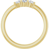 14K Gold Round Natural Diamond Three-Stone Anniversary Band – 1/6–1/3 CTW - Yellow Gold - view 2
