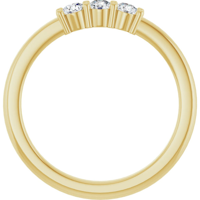 14K Gold Round Natural Diamond Three-Stone Anniversary Band – 1/6–1/3 CTW - Yellow Gold - view 2