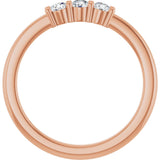 14K Gold Round Natural Diamond Three-Stone Anniversary Band – 1/6–1/3 CTW - Rose Gold - view 2