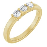 14K Gold Round Lab-Grown Diamond Three-Stone Anniversary Band – 1/6–1/3 CTW - Yellow Gold