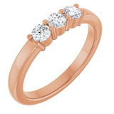14K Gold Round Natural Diamond Three-Stone Anniversary Band – 1/6–1/3 CTW - Rose Gold