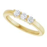 14K Gold Round Natural Diamond Three-Stone Anniversary Band – 1/6–1/3 CTW - Yellow Gold - view 5