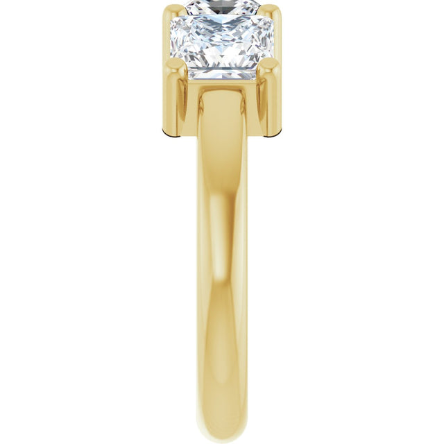 10K Gold Square Lab-Grown Diamond Three-Stone Anniversary Band – 1 1/6–4 1/5 CTW - Yellow Gold - view 4