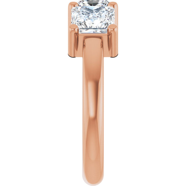 10K Gold Square Natural Diamond Three-Stone Anniversary Band – 9/10–3 1/8 CTW - Rose Gold - view 4