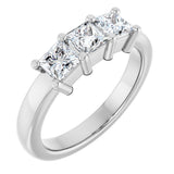 10K Gold Square Natural Diamond Three-Stone Anniversary Band – 9/10–3 1/8 CTW - White Gold