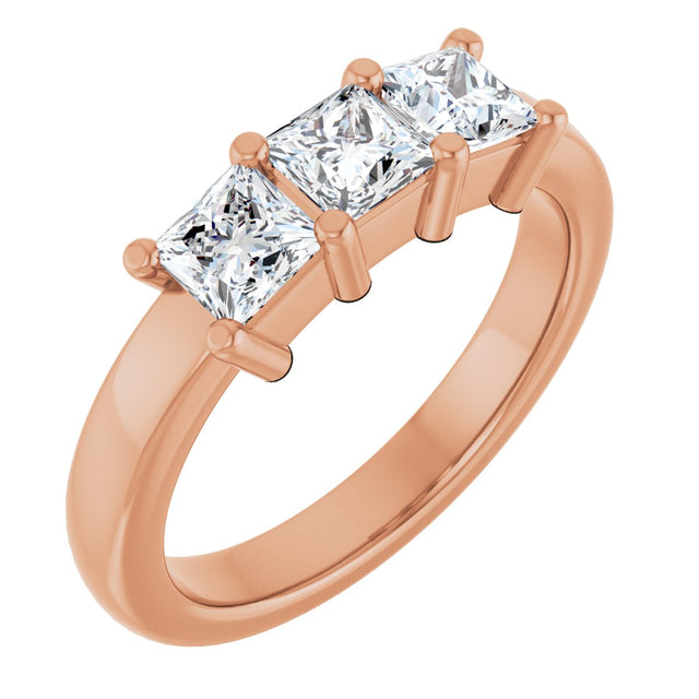 10K Gold Square Lab-Grown Diamond Three-Stone Anniversary Band – 1 1/6–4 1/5 CTW - Rose Gold