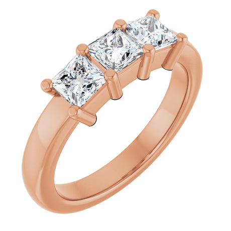 10K Gold Square Natural Diamond Three-Stone Anniversary Band – 9/10–3 1/8 CTW - Rose Gold