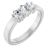 14K Gold Oval Lab-Grown Diamond Three-Stone Anniversary Band – 5x3 mm Stones - White Gold