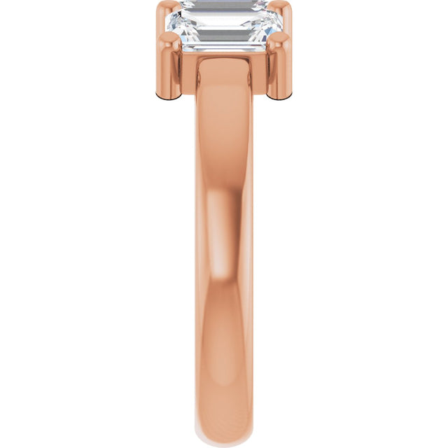 14K Gold Emerald Lab-Grown Diamond Three-Stone Anniversary Band – 1–1 3/4 CTW - Rose Gold - view 4