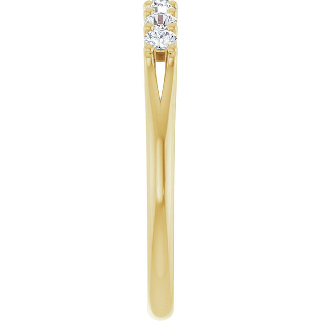 14K Gold Round Natural Diamond Share-Prong Seven-Stone Anniversary Band – 1/10–5/8 CTW - Yellow Gold - view 4