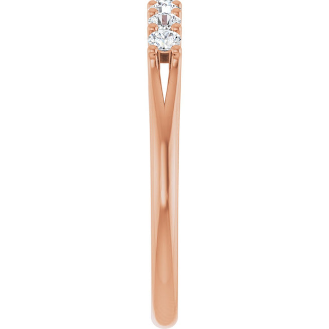 14K Gold Round Natural Diamond Share-Prong Seven-Stone Anniversary Band – 1/10–5/8 CTW - Rose Gold - view 4