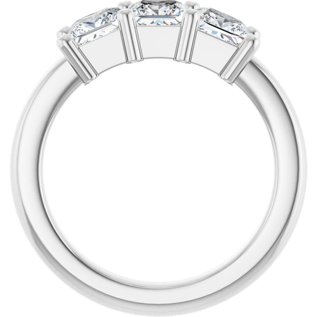 10K Gold Square Lab-Grown Diamond Three-Stone Anniversary Band – 1 1/6–4 1/5 CTW - White Gold - view 2