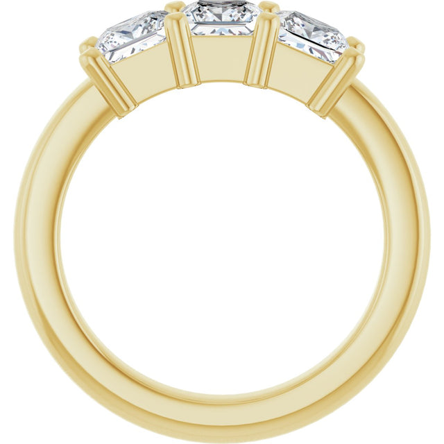 10K Gold Square Lab-Grown Diamond Three-Stone Anniversary Band – 1 1/6–4 1/5 CTW - Yellow Gold - view 2
