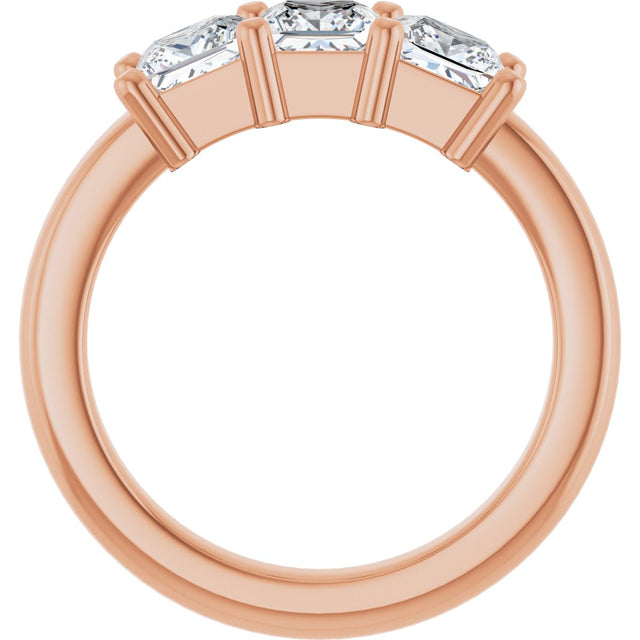 10K Gold Square Lab-Grown Diamond Three-Stone Anniversary Band – 1 1/6–4 1/5 CTW - Rose Gold - view 2