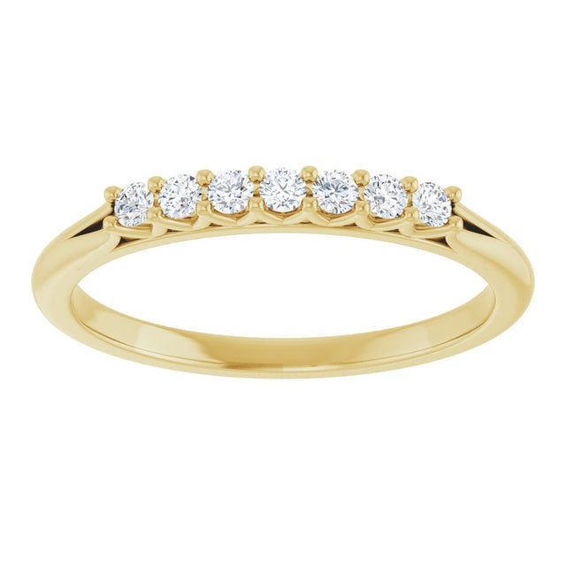 14K Gold Round Natural Diamond Share-Prong Seven-Stone Anniversary Band – 1/10–5/8 CTW - Yellow Gold - view 3
