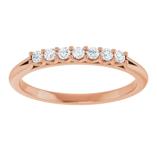 14K Gold Round Natural Diamond Share-Prong Seven-Stone Anniversary Band – 1/10–5/8 CTW - Rose Gold - view 3