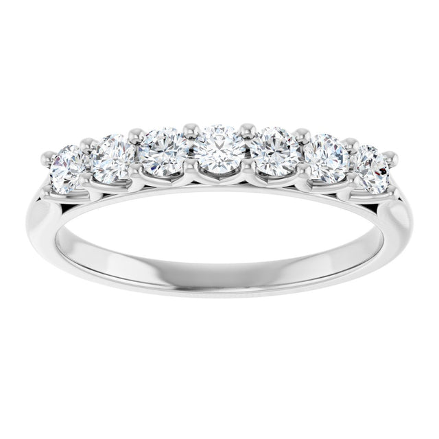 Platinum Round Natural Diamond Share-Prong Seven-Stone Anniversary Band – 1/10–5/8 CTW - view 3