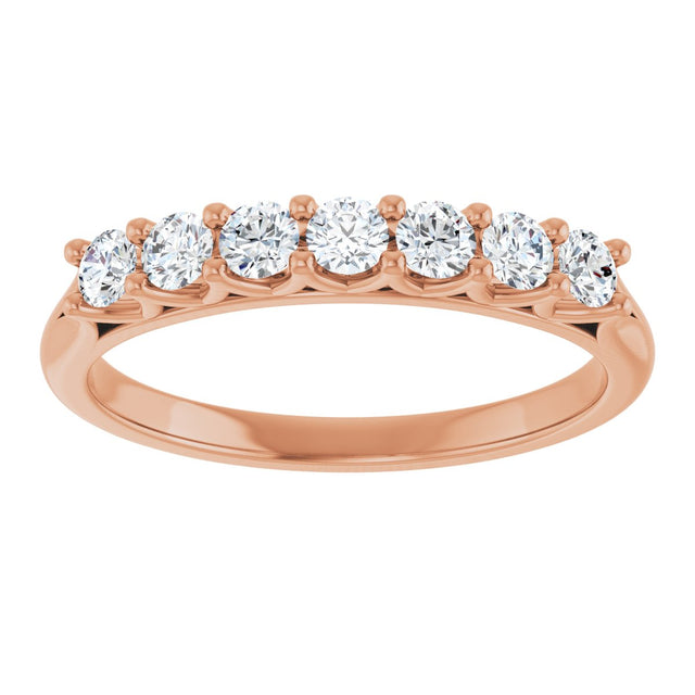14K Gold Round Natural Diamond Share-Prong Seven-Stone Anniversary Band – 1/10–5/8 CTW - Rose Gold - view 3
