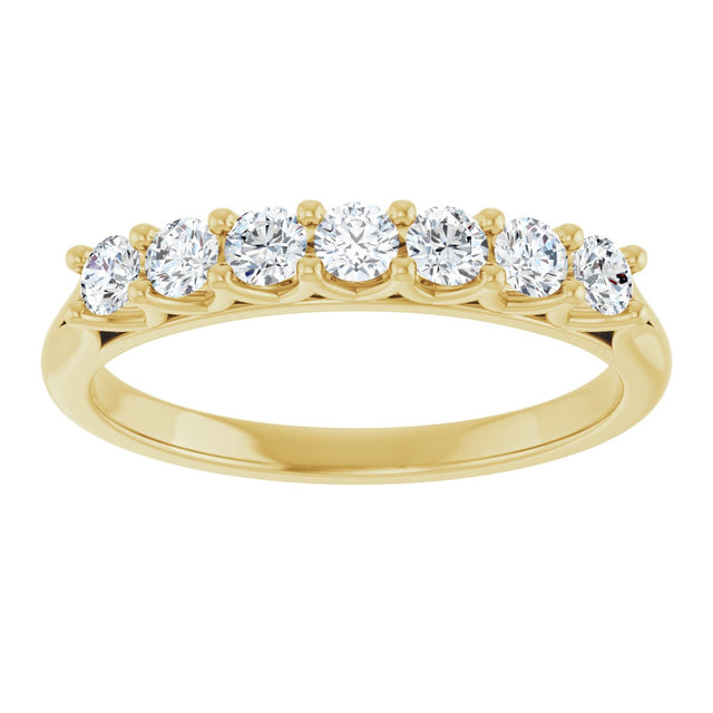 14K Gold Round Lab-Grown Diamond Share-Prong Seven-Stone Anniversary Band – 3/8–1 1/3 CTW - Yellow Gold - view 3