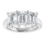 10K Gold Emerald Lab-Grown Diamond Three-Stone Anniversary Band – 3 CTW - White Gold - view 3