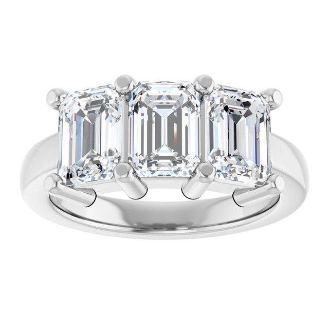 10K Gold Emerald Lab-Grown Diamond Three-Stone Anniversary Band – 3 CTW - White Gold - view 3